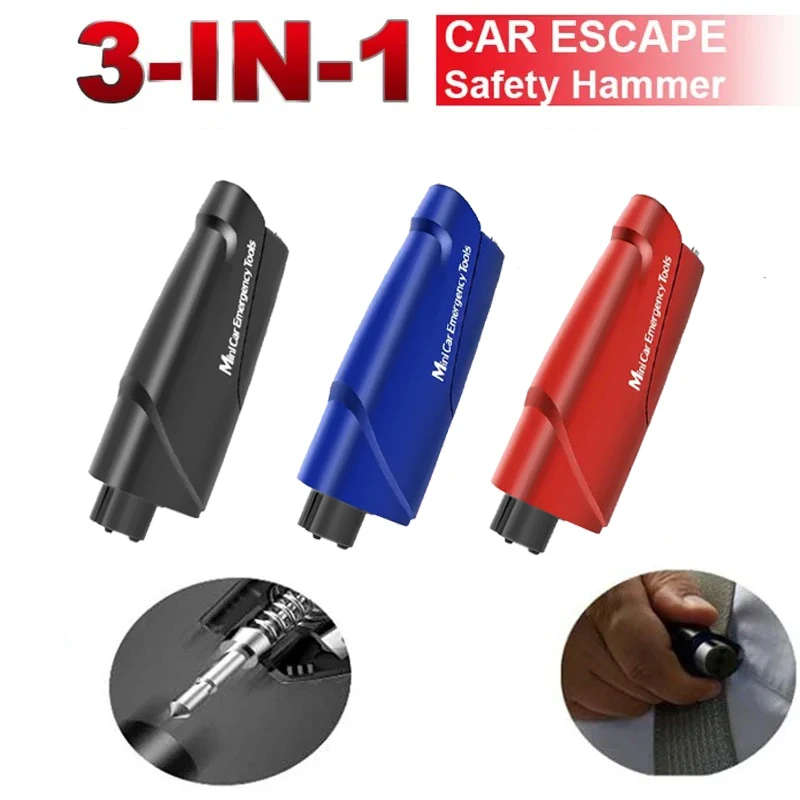 Mutifunction Break Car Windows Glass Safety Hammer Cut Auto Seat Belt with Keychain Self Rescue Tool