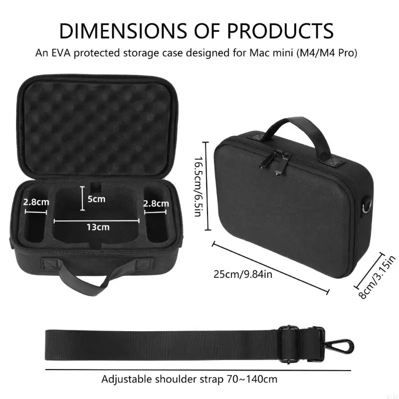 حقيبة حمل مقاومة للصدمات ذات سعة كبيرة وغطاء صلب واقٍ مع مقبض مريح لملحقات المضيف الصغير K1KF