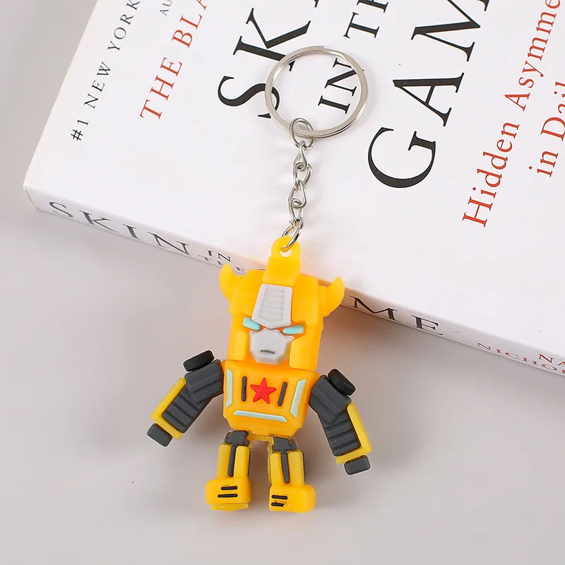 6 Pcs/set Transformers Keychain Action Figures Optimus Prime Bumblebee Pendants Anime Car Keyring Cartoon Doll Backpack Toy Gift