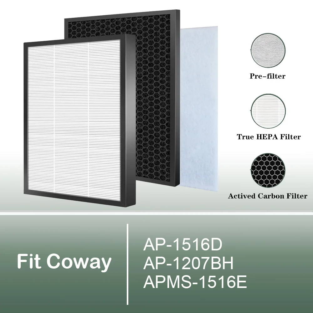 

Совместим с фильтром очистителя воздуха Coway AP-1516D AP-1207BH APMS-516E, заменой HEPA-фильтра и фильтра с активированным углем.
