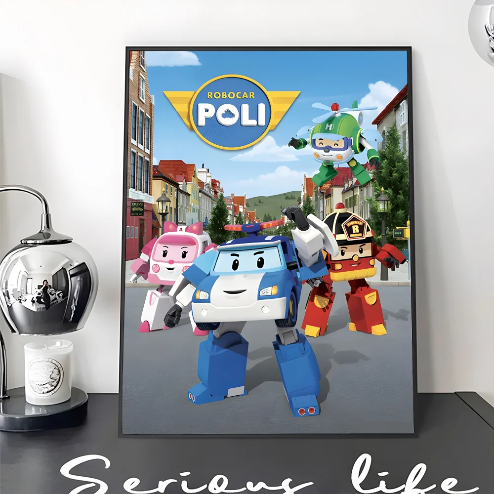 R-Robocar P-Polis ملصق لاصق DIY ملصق حائط فاخر لغرفة المعيشة ديكور للحانات ديكور الحائط