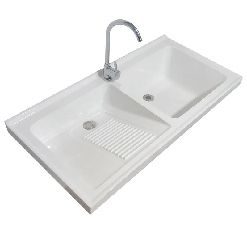 

New balcony laundry basin washbasin cabinet combination outdoor double sink polishing basin integrated washbasin
