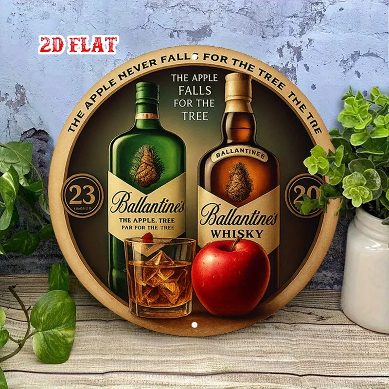 Placa de Metal 2D Vintage Retrô Ballantines Whisky 23 Anos 20 Anos Decoração de Bar Pub Casa Arte de Parede em Lata