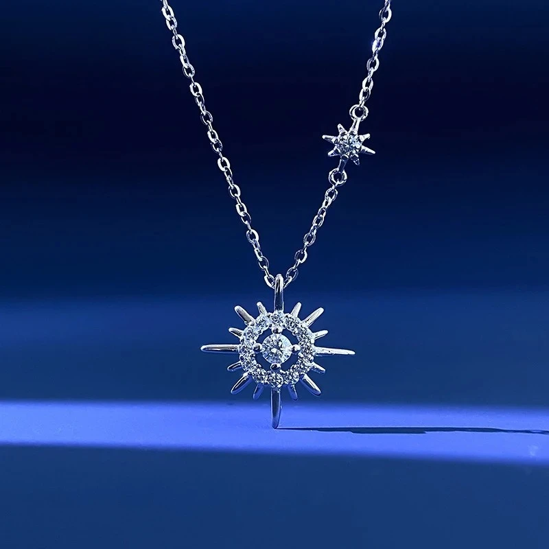 TBCYD Moissanite Hexagram Pendant Necklace for Women Men Personality Simple Design Necklaces for Couples Fine Jewelry Gift