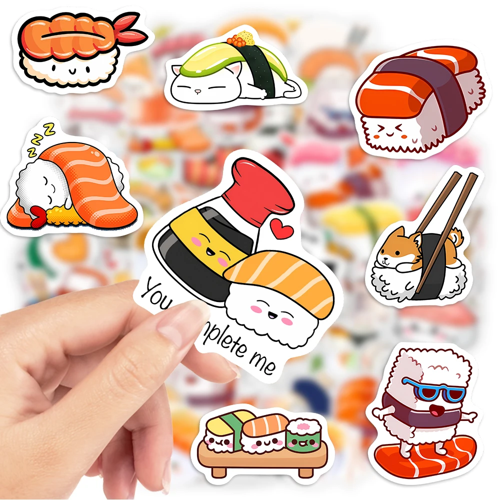 Kawaii Cute Cartoon Sushi Stickers DIY Kids Toy Gift Decal for Phones Laptops Bottles Scrapbooking Luggage Decorative Waterproof