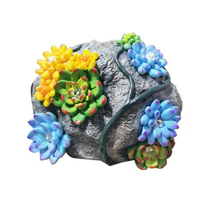 

Resin Succulent Solar Light Garden Statue, Colorful Yard Artwork For Patio Lawn, Beautiful And Unique Decorative Gift