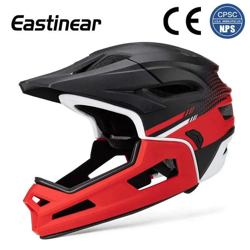 Eastinear Adult Full Face Mountain Bike  Bicycle Helmet Men Downhill Off-road MTB Cycling Helmet with Visor Breathable Racing