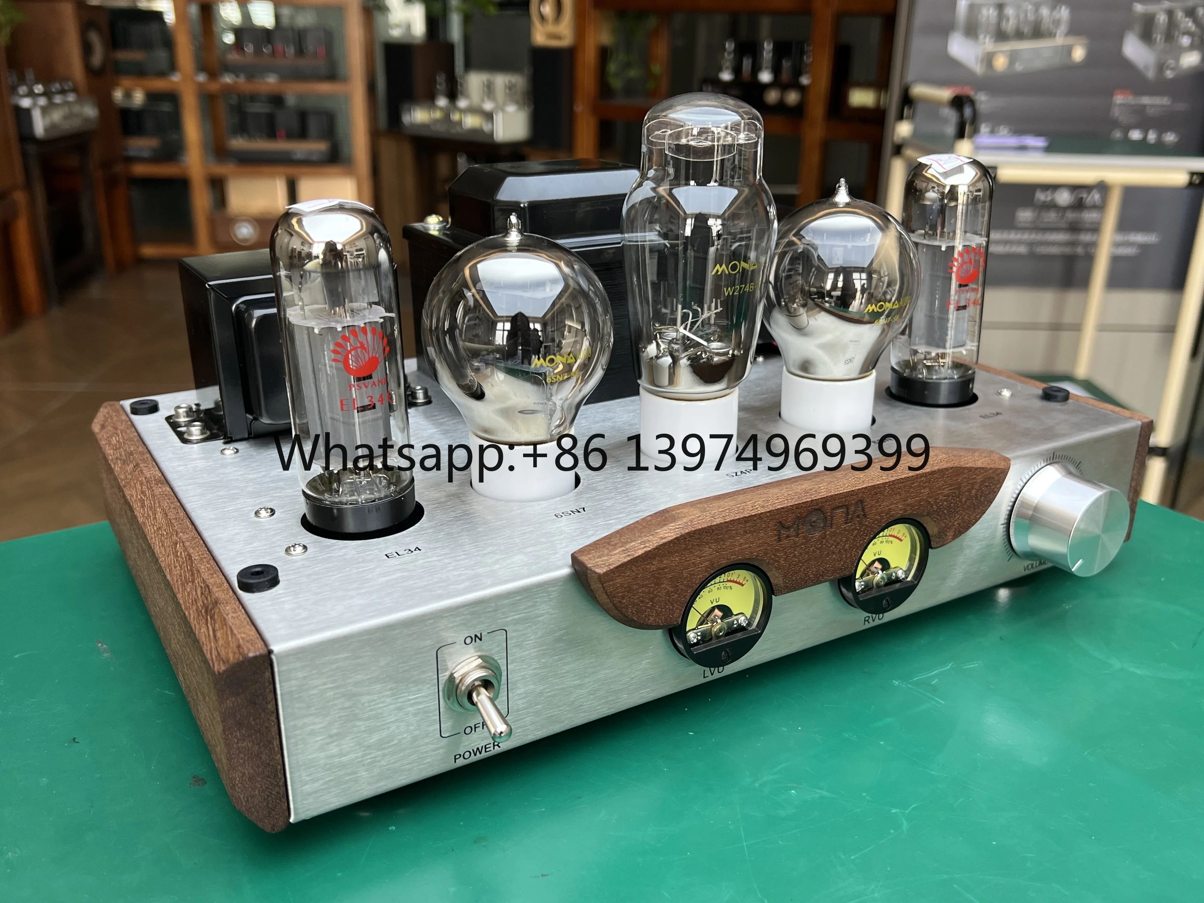 Vintage Metal EL34 Vacuum Tube Amplifier Class Stereo HiFi Amp VU Meter 6SN7 274b Matched Retro Home Audiophile Equipment