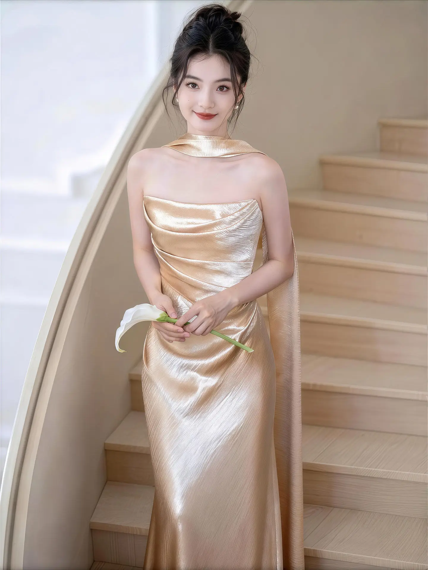 

Ele Evening Gown Women's Faionable Wedding Dr Long Tailored for Banquet Reception Drinking Ceremony New Bride