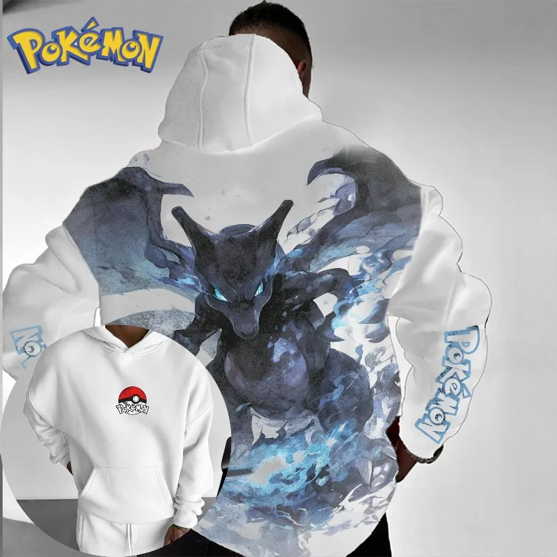 Hoodie Cetak Anime Charizard Pokémon Atasan Sweter Tren Kasual Ukuran Besar Harajuku Y2K Baru Musim Gugur/Musim Dingin Pria dan Wanita