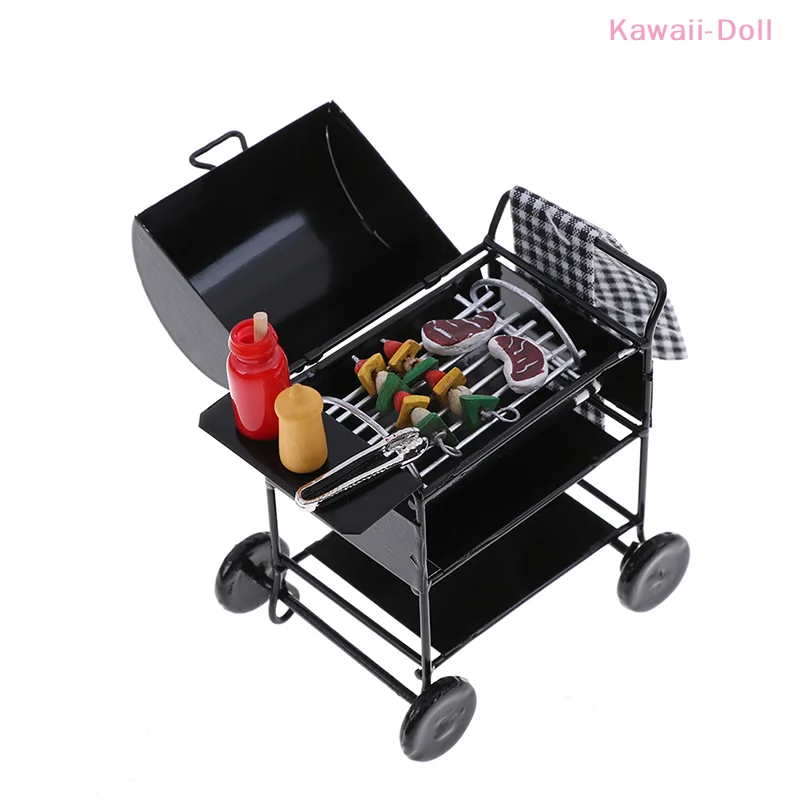 

1Set Grill Cart Food Miniature Ornaments For 1/12 Doll House For Dollhouse Kids Toys