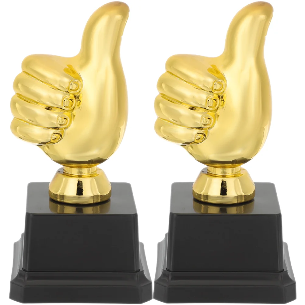 

2 Pcs Thumbs up Trophy Small Trophies Competition Decorations Football for Kids Plastic Basketball Child Tiny