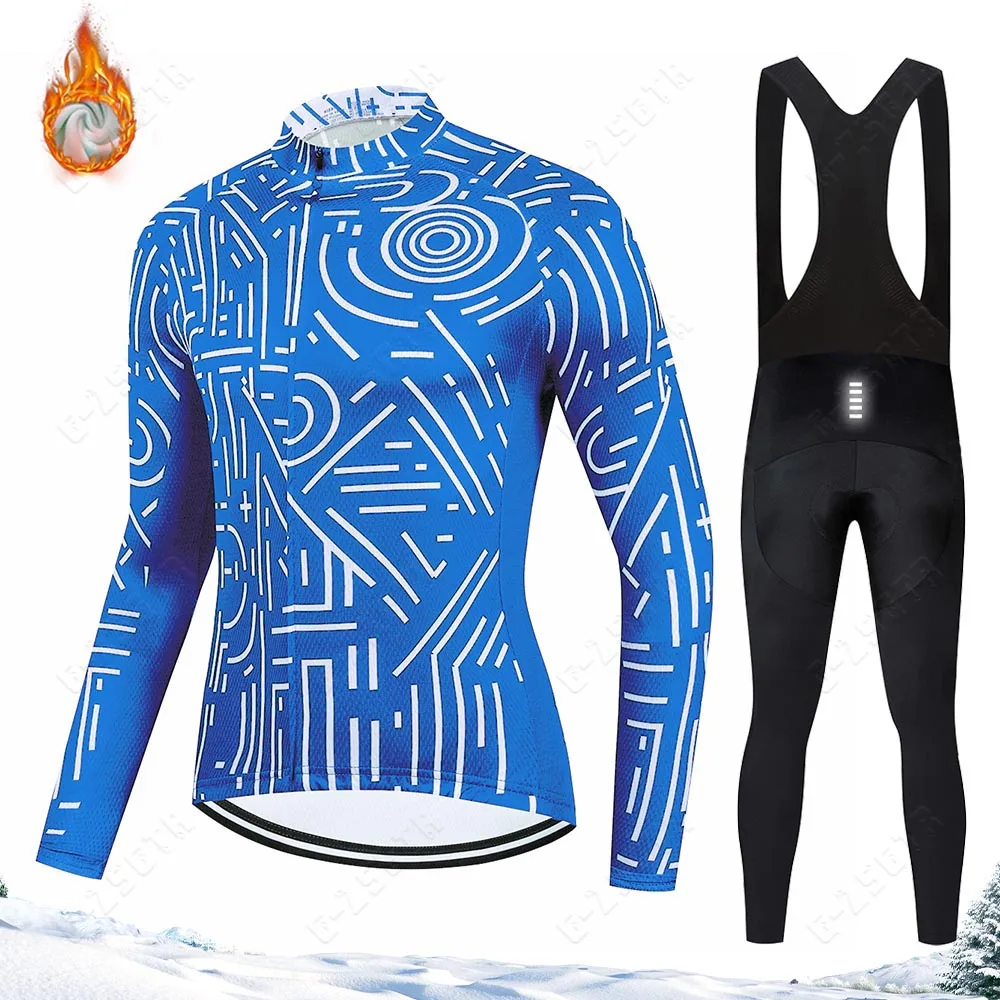 

Winter Thermal Fleece Long Cycling Clothing Cycling Sets Bike Long Sleeves Cycling Clothes Suit Shockproof Bicycle Gel Pad Pants