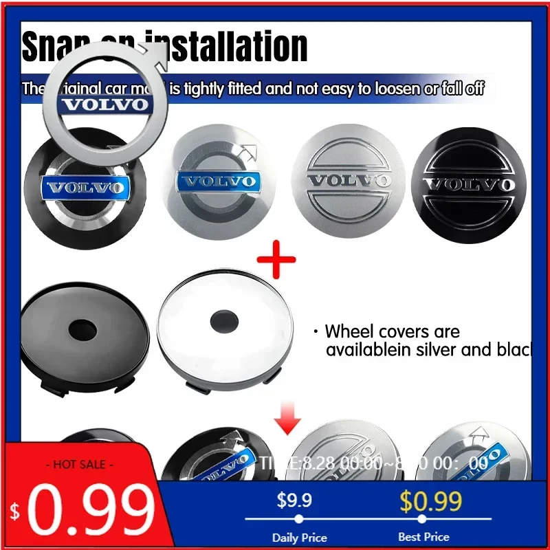 

Universal Bracket 4pcs 56/60mm Car Wheel Center Cover Hub Caps Stickers Accessories For Volvo Rdesign AWD C30 C70 S40 S60 S70 S8