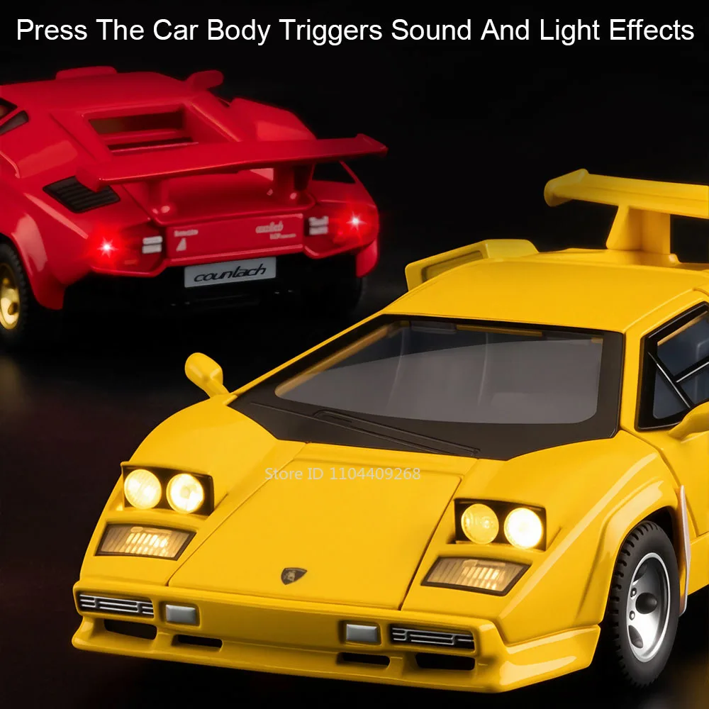 Scala 1:32 Countach LP500S LP770 Modello di auto giocattolo Pressofuso in lega Porte aperte Tirare indietro Modelli di veicoli per giocattoli per bambini