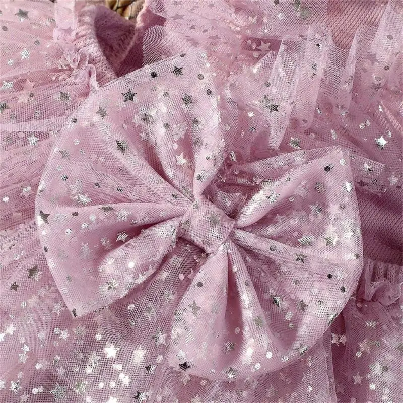 A5YC 1 Set Newborns Tulle Dress Hairband with Bowknot and Star Accent for Photoshoots