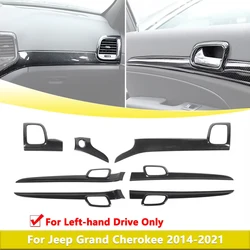 Carbon Fiber Interior Mouldings For Jeep Grand Cherokee Dashboard Center Console Panel Trim Kit & Door Handle Cover ABS 7-PACK