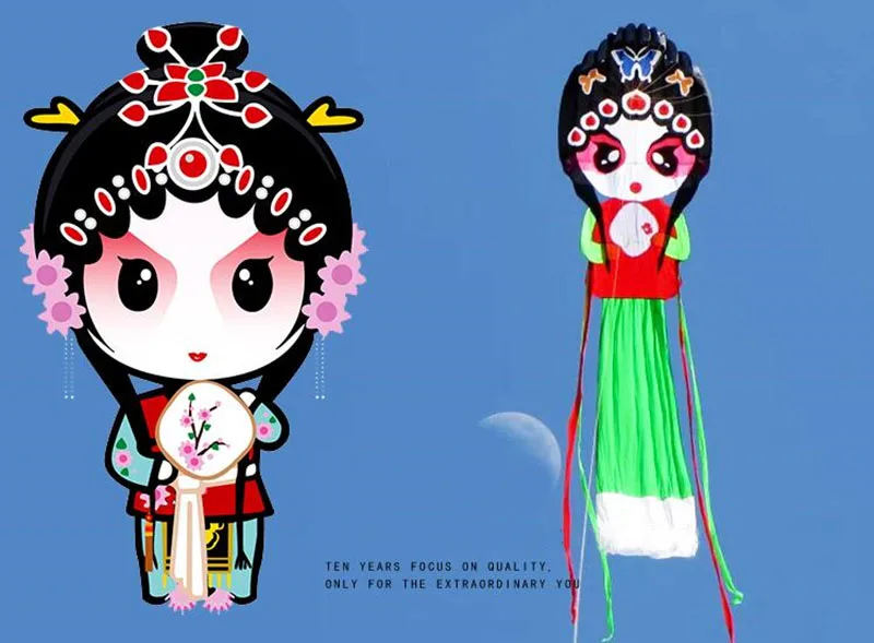 free shipping peking opera kite flying soft kite factory adults kites nylon kite walk in sky traditional kites outdoor games fun