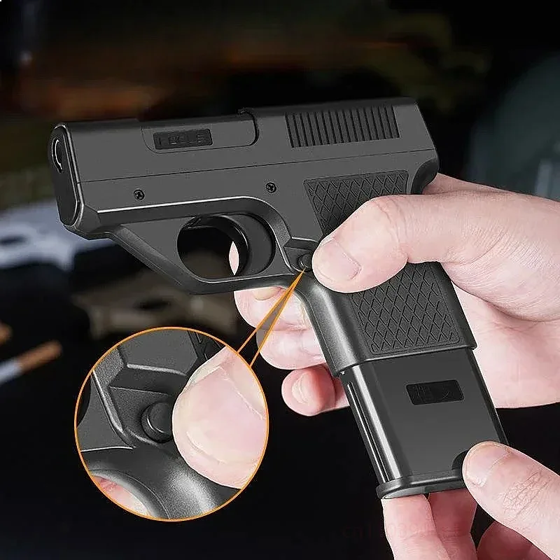 Neues Clip-Gun-Feuerzeug mit Butangas, winddicht, Jet-Blauflamme, 3 Kapazitäten, Zigarettenhalter, Geschenk