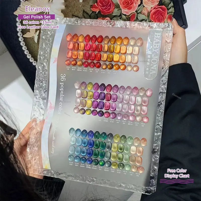 

Гель-лак для ногтей Eleanuos 36 цветов, блестящий, с эффектом кошачьего глаза, стойкий, высокопигментированный, для УФ/LED-ламп