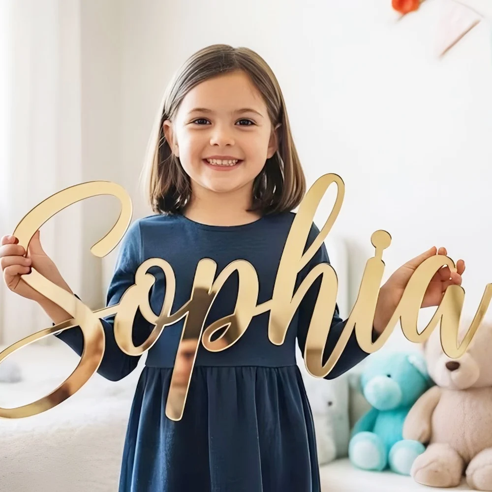 Personalised Acrylic Baby Name Sign 3D Wall Wall Stickers Sign Custom Nursery Decor Baby Shower Wedding Party Plaque Gift Dropsh