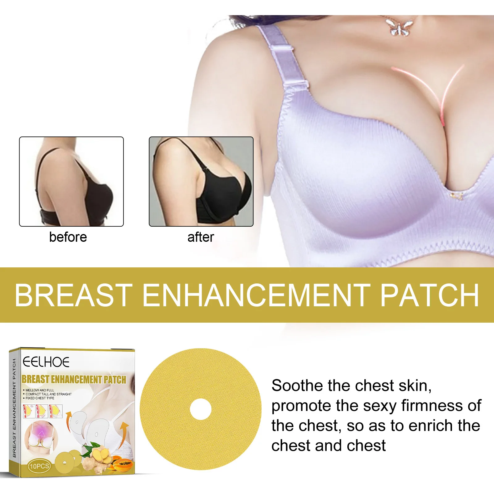 Breast Firming Patch Promote Female Hormone Bust Augmentation Breast Enhancement Upright Lifter Anti Sagging Bigger Chest Care