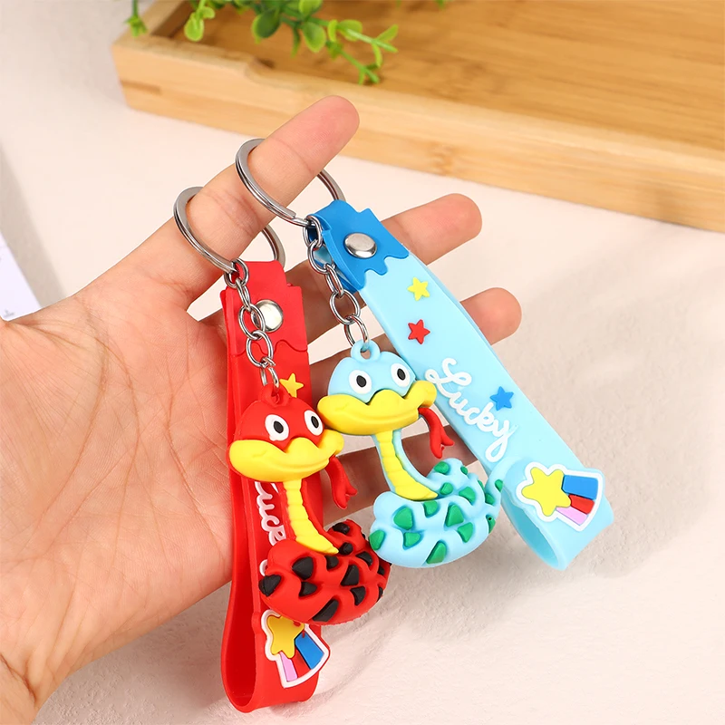 Creative Snake Pendant Keychain Cute Cartoon Boa Constrictor Zodiac Snake Year Lucky Charms Backpack Car Ornament Key Ring