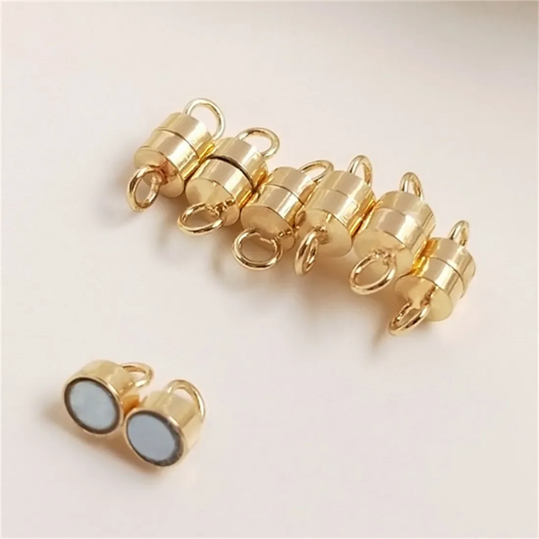 14K Gold Wrapped Magnetic Buckle, Cylindrical Closed Loop, Iron Suction Connection Buckle, Handcrafted DIY Bracelet Accessories