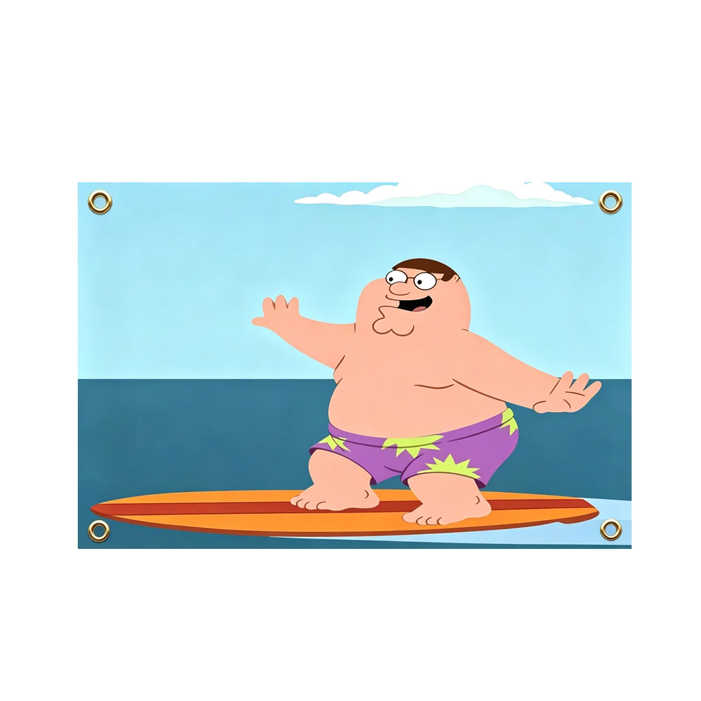 Peter Griffin Surfing Family Guy Flag 2x3ft 3x5ft Polyester Banner Cartoon Character Beach Indoor Outdoor Home Decor
