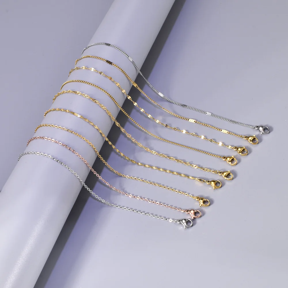 

Ожерелье-цепочка L22 для женщин, О-образная цепочка, цепочка на ключицу, тонкая одинарная цепочка из нержавеющей стали золотого цвета, без подвески
