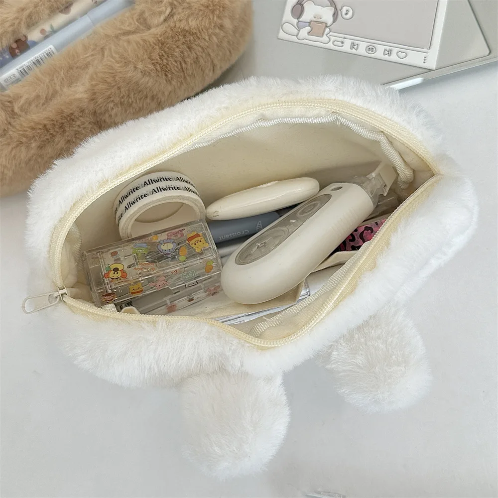 Cartoon Cat Puppy Shape Plush Pencil Case Large Capacity Stationery Storage Kawaii Pen Bag Desktop Kawaii Pencil Pouch New