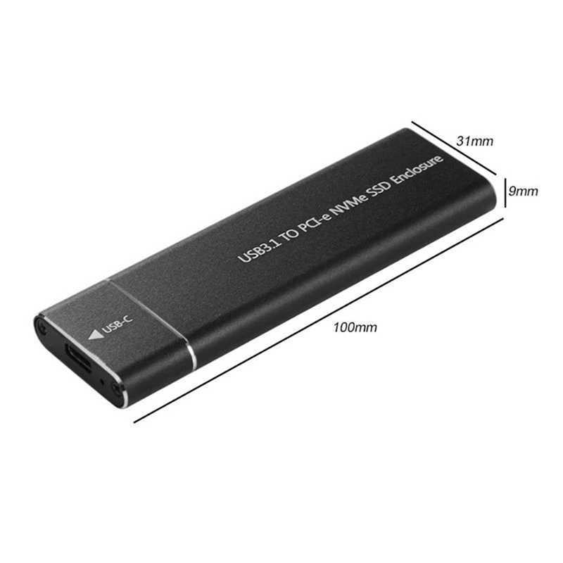 M.2 NVMe SSD Enclosure Adapter 10Gbps USB C 3.1 Gen2 NVMe Case External Enclosure NVMe Reader NVMe Case Silver-A73M