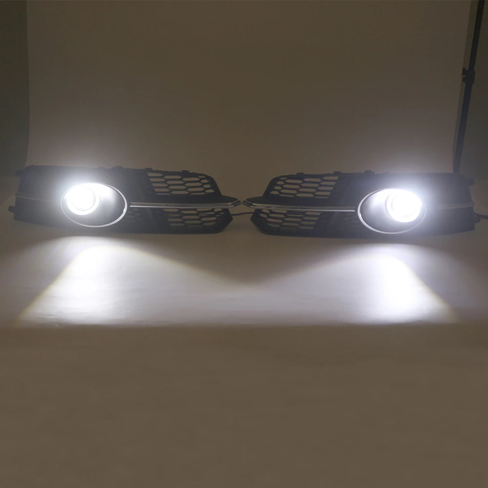 S-Line Bumper Cover White Front Fog Light Kit ABS Material Non-deformable Quick Installation Front Bumper Replacement
