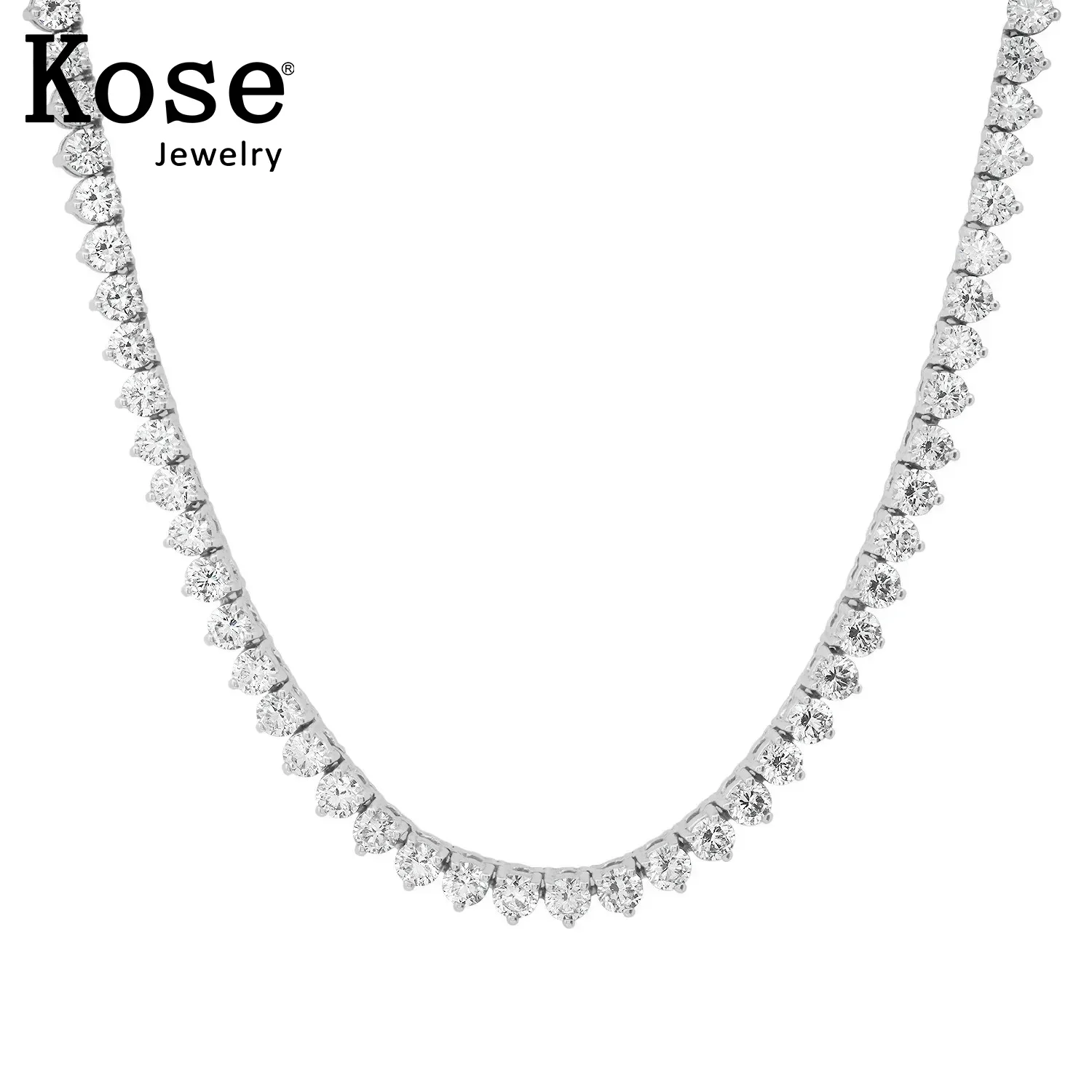 KOSE White Gold Plated 925 Sterling Silver Cubic Zirconia Diamond Necklace Dropshipping Women Jewelry Crystal Riviera Necklaces