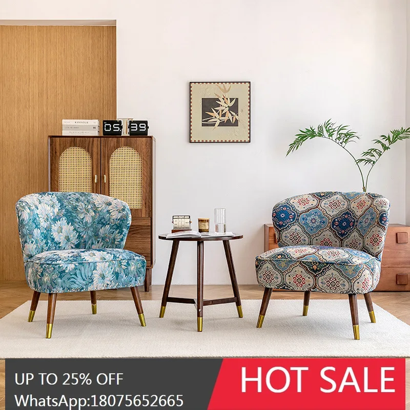

MJY Retro American Single Sofa Chair for Bedroom and Living Room, Artistic Solid Wood Chair