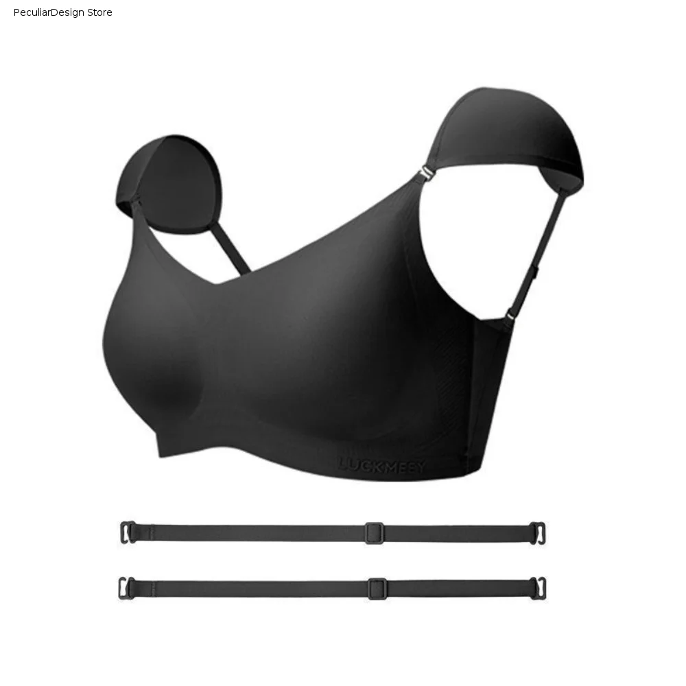 Simple Deep V Right-angle Shoulder Bra Seamless Lingerie Shoulder Pad Bra Thin Shockproof Wireless Bra Cosplay