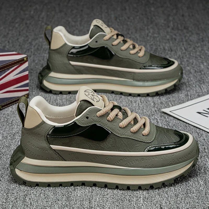 

Кроссовки Повседневная мужская обувь на платформе Уличная мода Спортивная кожаная дизайнерская обувь для бега Роскошные теннисные рабочие лоферы Скейтборд