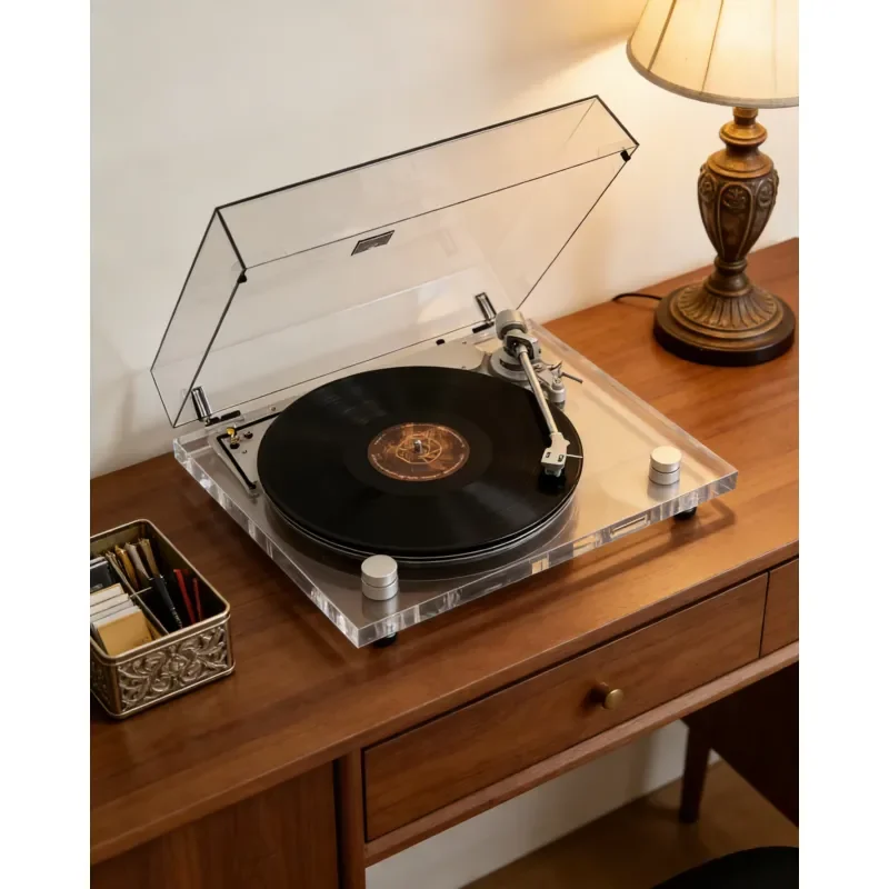 Luxury Transparent Acrylic Turntable Platter High Fidelity Audio Vinyl Record Player Professional DJ Equipment Accessories