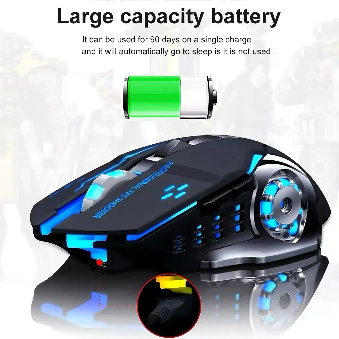 Portable Rechargeable Bluetooth Wireless Mouse Silent Luminous Gaming Mouse Ergonomic Office Game Mice For PC Notebook Computer image 6