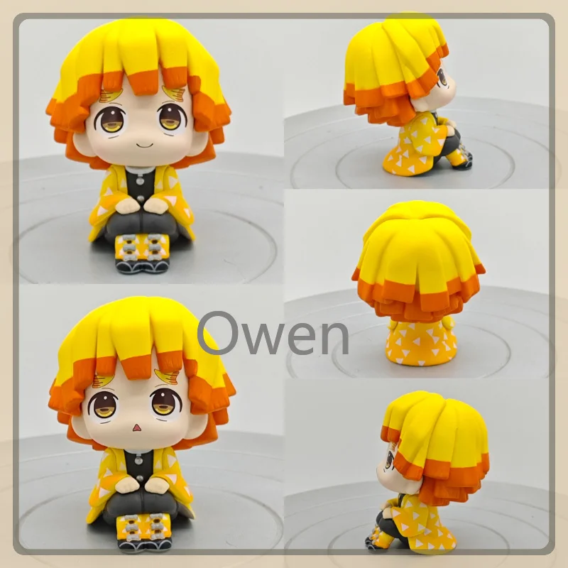 Inosuke Tanjiro Shinobu Giyu Zenitsu Muichiro Chibi Sitting Figure Demon Slayer Kimetsu No Yaiba PVC Anime Model Cute Toys Gifts view 3