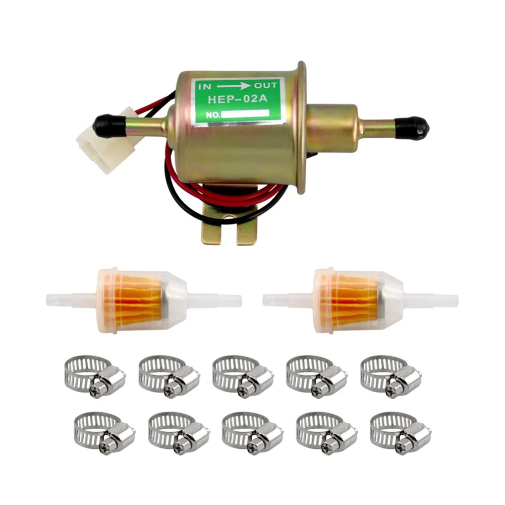 Car Fuel Pump Electric Fuel Pump Copper-clad Aluminum Transparent Plastic Housing Brass Filter Fuel System Replacement