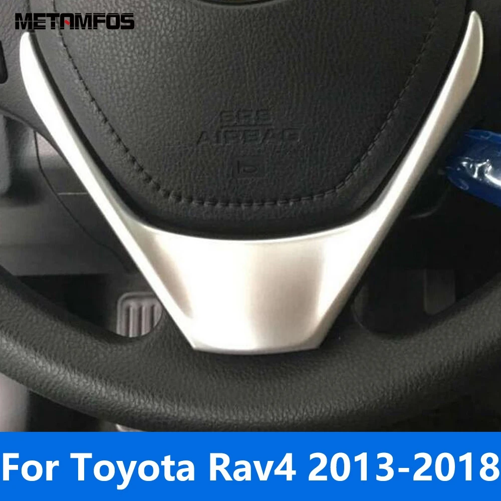 Car Accessories For Toyota Rav4 Rav4 2013-2015 2016 2017 2018 Interior Matte Steering Wheel Cover Molding Trim Frame Sticker