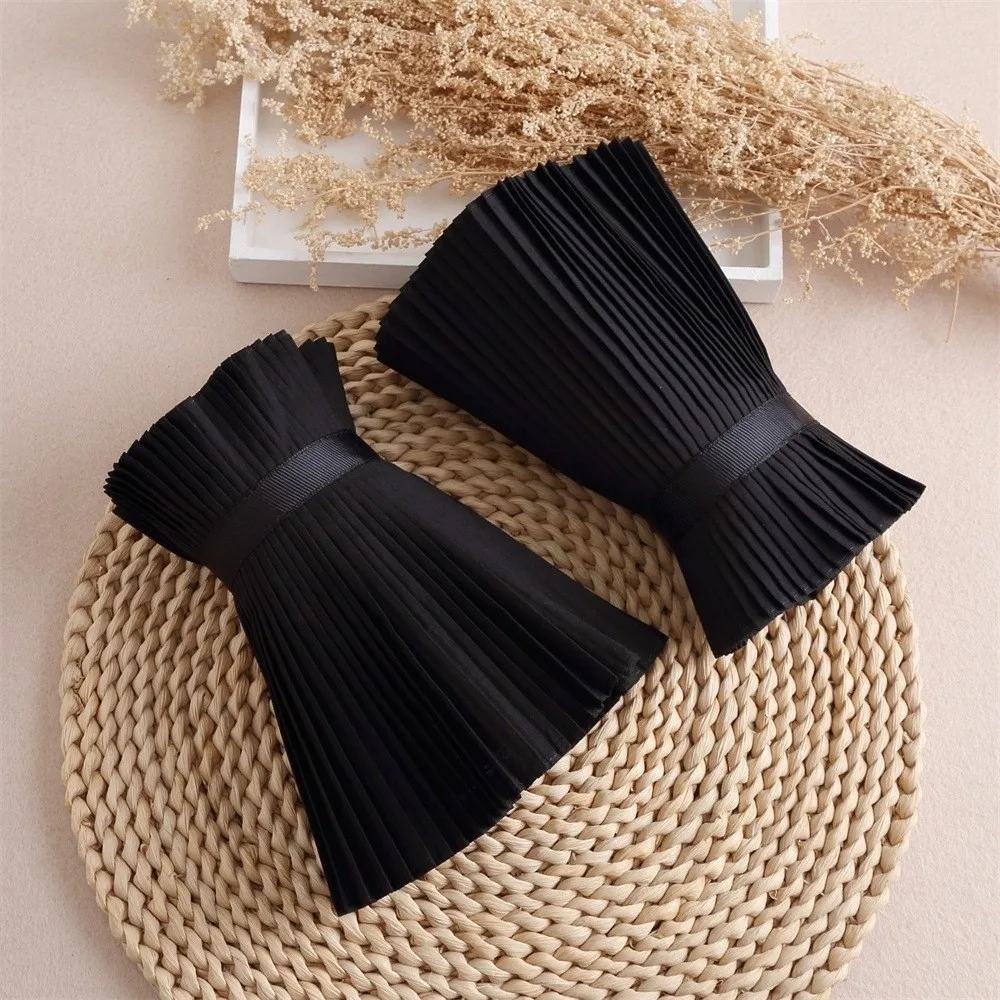 Detachable Dual-piece Set Organ Pleats Fake Collar Adjustable Ribbon Tie Flared Fan-shaped Drape Victorian Ruff Neck Choker