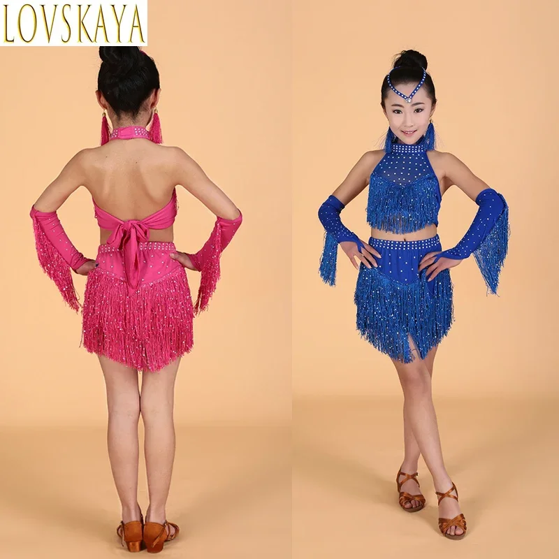 New sequin Latin dance tassel dress for girls, fashionable cha cha salsa tango dance costumes, stage costumes