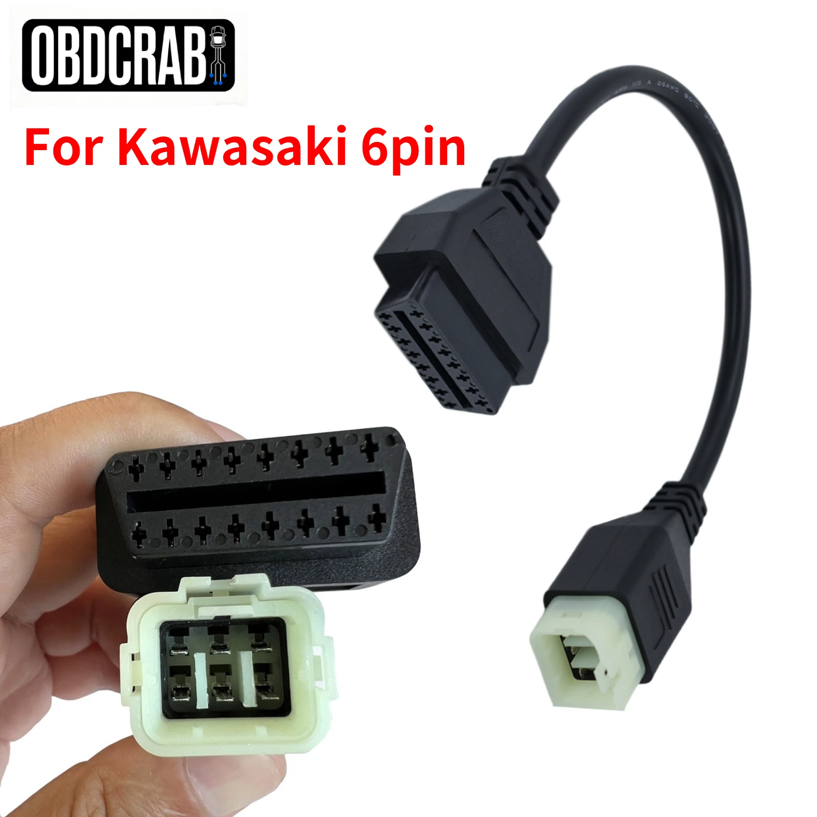 Кабель-адаптер OBD2 для мотоциклов Kawasaki, 6-контактный разъем OBDII для диагностики и чтения кодов неисправностей мотоцикла
