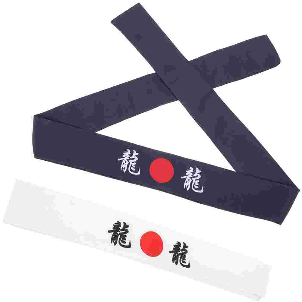 2 Pcs Headbands Japanese Hair Sushi Chef Bandana Karate Portable for Samurai Ninja