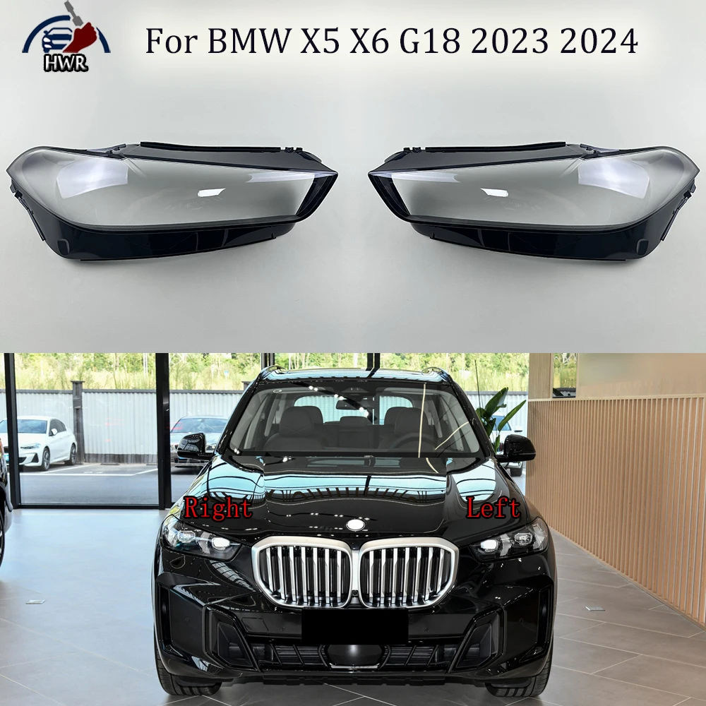 For BMW X5 X6 G18 Headlights Shell Transparent Lampshdade Headlamp Cover Lamp Shell Plexiglass Replace Original Lens  2023 2024