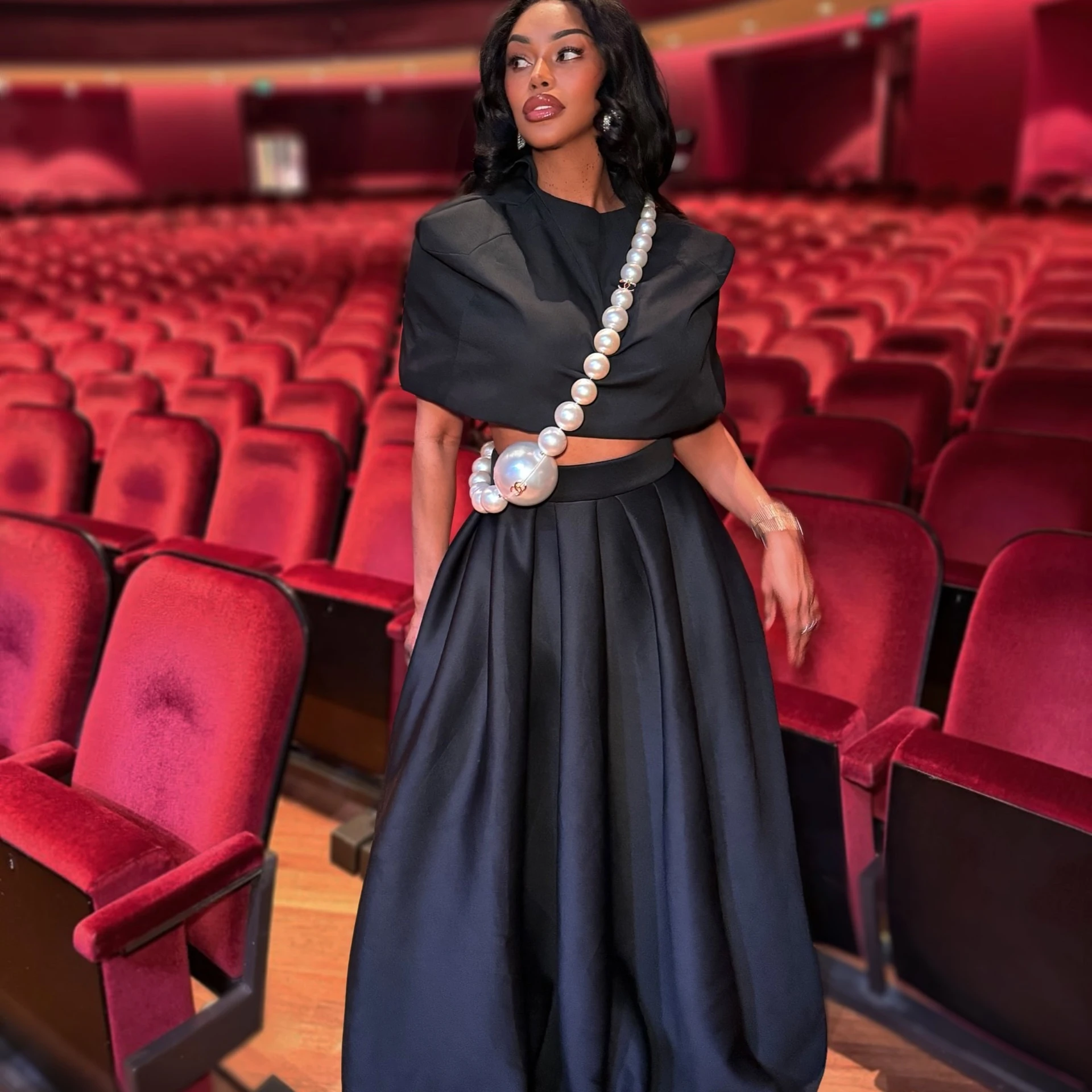 

High Waist Black Maxi Skirts Women Long A-Line Elegant Skirt Floor Length Solid Color Wide Waist Band Formal Evening Party Skirt