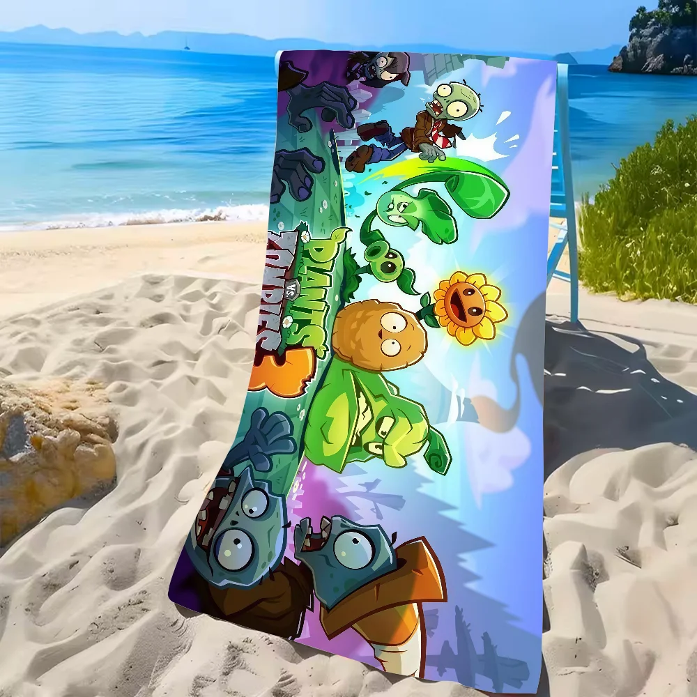 لعبة المغامرة النباتات مقابل الزومبي منشفة الشاطئ منشفة كبيرة الحجم للسفر والتخييم ماصة مناشف السباحة الصيفية #2
