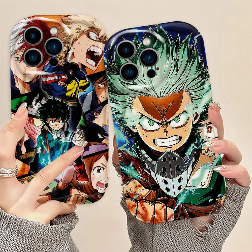 Deko My Hero Academia Midoriya Cream White Curve Mobile Phone Case Cover For Apple iPhone 7 8 SE X XS R 15 16 PRO PLUS MAX 5G